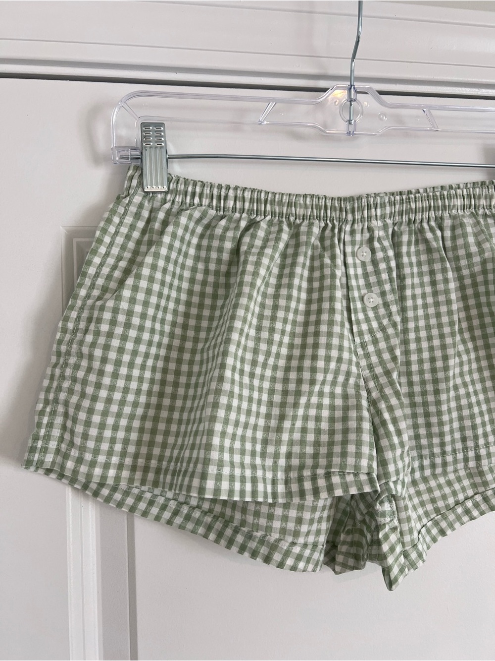 Green Cotton Mini Shorts
